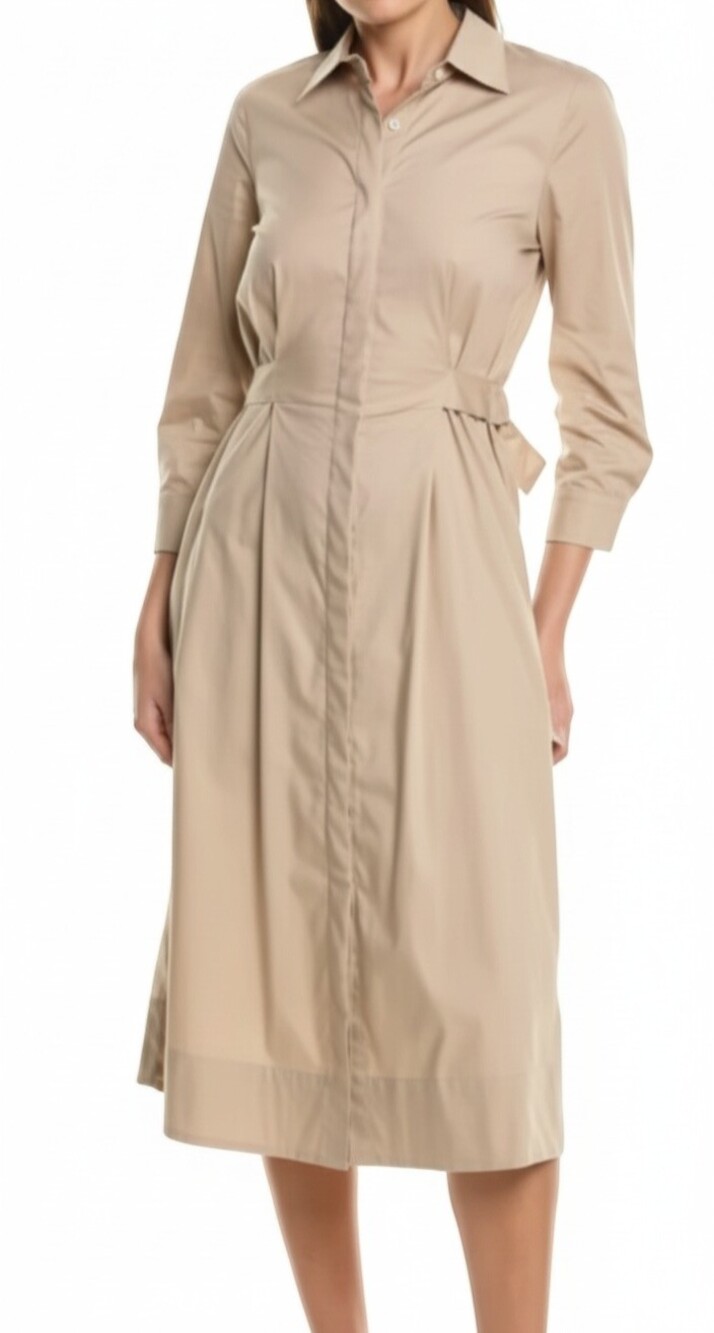J. McLaughlin Beige Cotton Dress with D-Ring Belt - Small